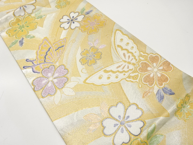 3909685: アンティーク　蝶模様織り出し袋帯 アンティーク 蝶模様織り出し袋帯(材料)：リサイクル・アンティーク