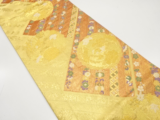 3909685: アンティーク　蝶模様織り出し袋帯 アンティーク 蝶模様織り出し袋帯(材料)：リサイクル・アンティーク