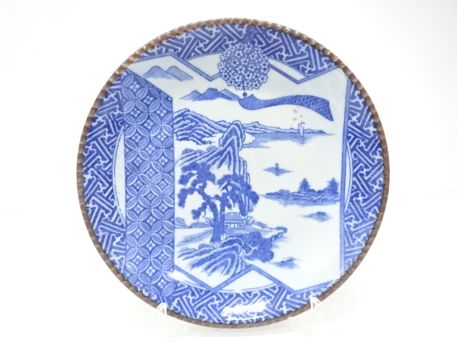 古伊万里　印判手　山水　九寸皿