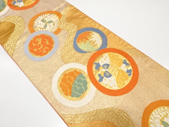 JAPANESE FUKURO OBI / WOVEN FLOWER & BUTTERFLY / BY KAWASHIMA SELKON