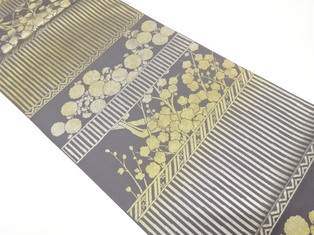 JAPANESE FUKURO OBI / WOVEN KIKU & BRANCH UME
