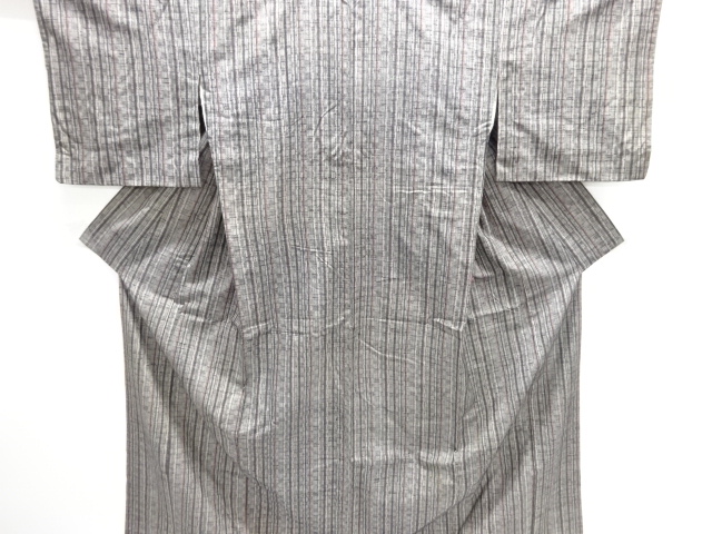 JAPANESE KIMONO / ANTIQUE KIMONO / SILK / TSUMUGI / WOVEN STRIPE