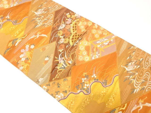 JAPANESE FUKURO OBI / WOVEN FLOWER & BIRD / BY IZUKURA(NON-TAILORED)