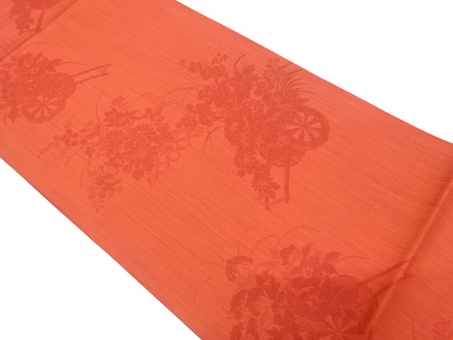 JAPANESE FUKURO OBI / UNUSED / WOVEN FLORAL CART