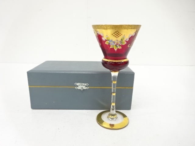 ヴェネチアンガラス　ワイングラス(17.6センチ)　洋食器