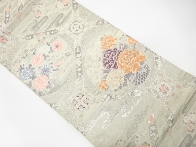 JAPANESE KIMONO / ANTIQUE FUKURO OBI / SILK / WOVEN SHOKKOMON PATTERN