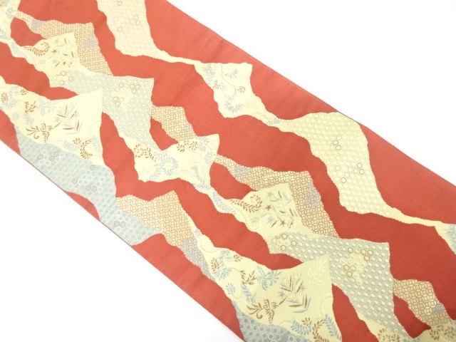 JAPANESE KIMONO / ANTIQUE NAGOYA OBI / SILK / WOVEN MIST & FLORAL ARABESQUE