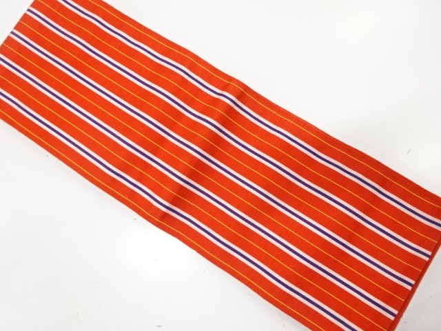 本場筑前博多　縞模様織り出し　半幅帯