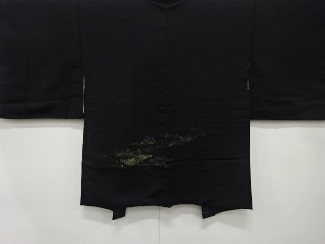 未使用品　漆　風景模様織り出し　絵羽織