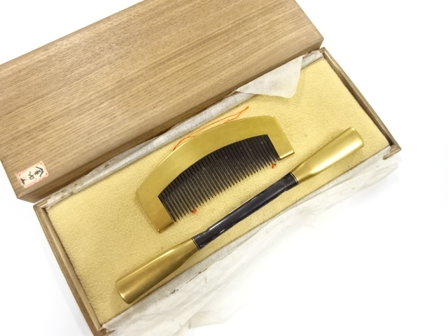 アンティーク　本鼈甲　漆塗り蒔絵　櫛・笄セット