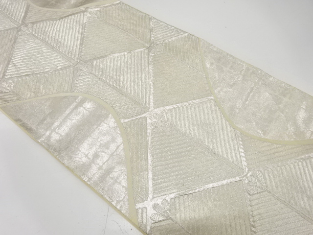 JAPANESE KIMONO / ANTIQUE FUKURO OBI / SILK / WOVEN RHOMUBS & YOUNG PINE