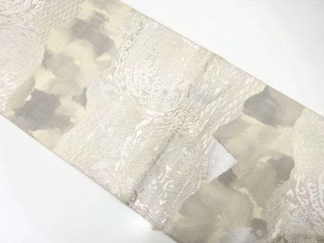 JAPANESE KIMONO / ANTIQUE FUKURO OBI / SILK / FLORAL PLANTS