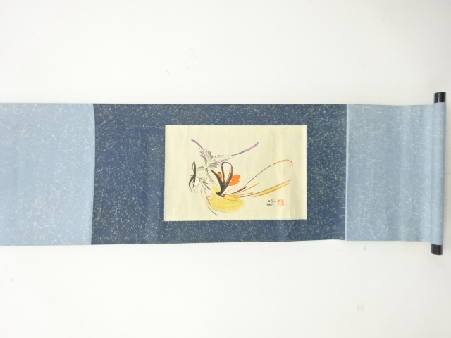 和堂筆　「藤に美人」　肉筆紙本掛軸