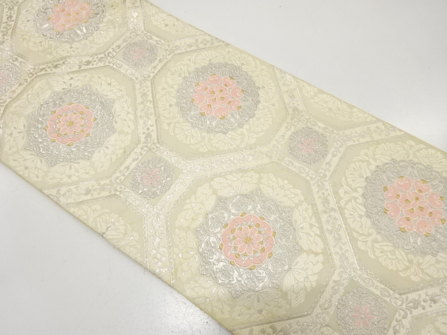 JAPANESE KIMONO / ANTIQUE FUKURO OBI / SILK / WOVEN FLORAL SHOKKO