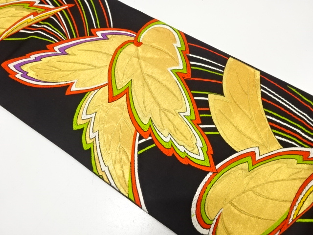 JAPANESE KIMONO / ANTIQUE FUKURO OBI / SILK / WOVEN PLANTS