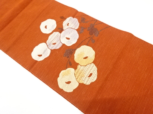 アンティーク　万寿菊模様織り出し紬名古屋帯（着用可）