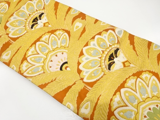 JAPANESE KIMONO / ANTIQUE NAGOYA OBI / SILK / WOVEN FLORAL SARASA