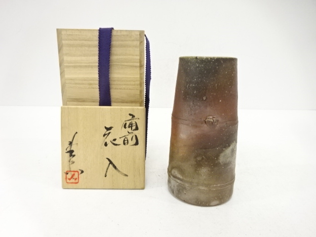 JAPANESE TEA CEREMONY / BIZEN WARE HANAIRE FLOWER VASE / ARTISAN WORK