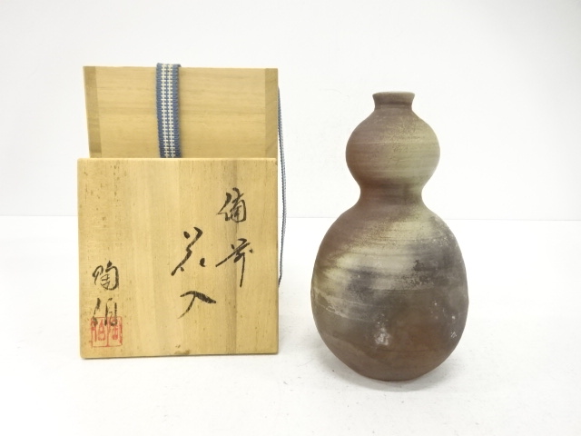JAPANESE TEA CEREMONY / BIZEN WARE HANAIRE FLOWER VASE / ARTISAN WORK