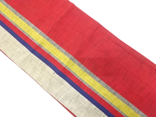 JAPANESE KIMONO / ANTIQUE FUKURO OBI / COTTON / TSUMUGI / STRIPE