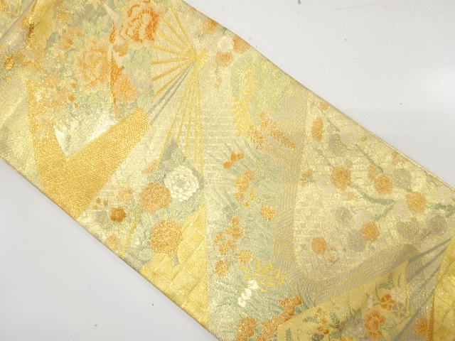 JAPANESE FUKURO OBI / SAGANISHIKI / WOVEN FLORAL PLANTS