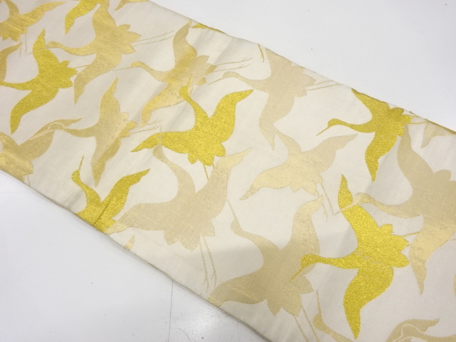 アンティーク　群鶴模様織り出し丸帯（材料）