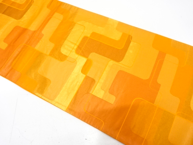 JAPANESE KIMONO / ANTIQUE FUKURO OBI / SILK / WOVEN GEOMETRIC