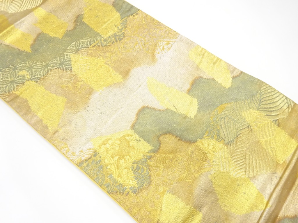 JAPANESE KIMONO / ANTIQUE FUKURO OBI / SILK / WOVEN SHIPPO PATTERN