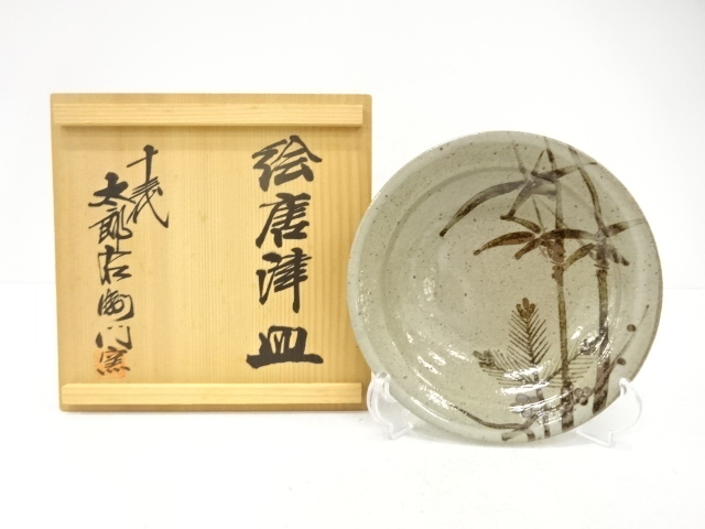 Dish, Karatsu ware, painted by Nakazato Tarouemon XIII