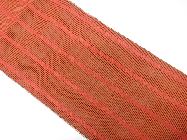 JAPANESE KIMONO / ANTIQUE NAGOYA OBI FOR SUMMER / SILK / WOVEN STRIPE