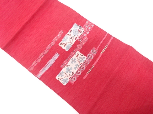 JAPANESE KIMONO / ANTIQUE NAGOYA OBI / WOVEN ABSTRACT STRIPE