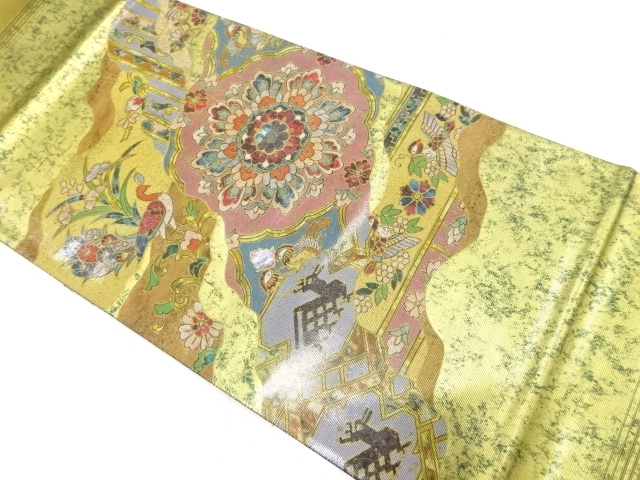 JAPANESE FUKURO OBI / UNUSED / KINSAI / SHELL INLAY / MANDARIN DUCK