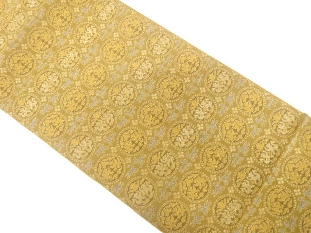 JAPANESE KIMONO / ANTIQUE NAGOYA OBI / SILK / WOVEN SHOSOIN PATTERN