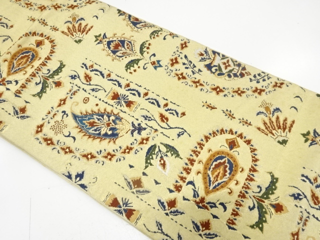 JAPANESE KIMONO / ANTIQUE FUKURO OBI / SILK / WOVEN FLORAL SARASA