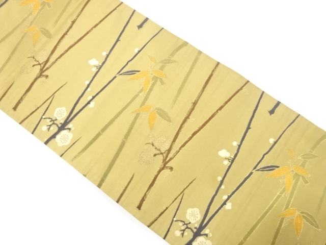 JAPANESE KIMONO / ANTIQUE MARU OBI / SILK / WOVEN SHOCHIKUBAI