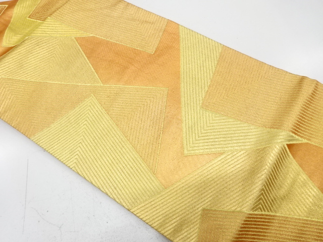 JAPANESE KIMONO / ANTIQUE NAGOYA OBI / SILK / WOVEN GEOMETRIC