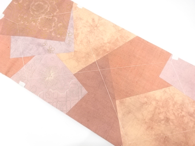 JAPANESE FUKURO OBI / UNUSED / TSUMUGI / WOVEN SHIKISHI PATTERN