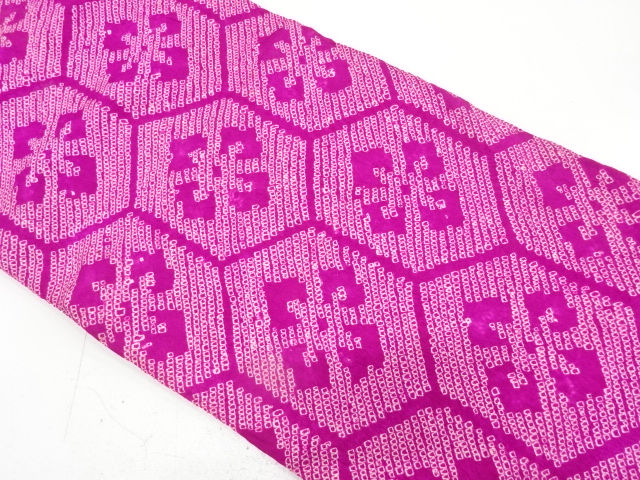 JAPANESE KIMONO / ANTIQUE NAGOYA OBI / SILK / ALL SHIBORI / KIKKO & FLOWERS