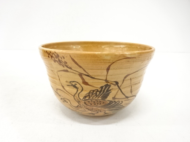 JAPANESE TEA CEREMONY / TEA BOWL CHAWAN / BIRD / IROE