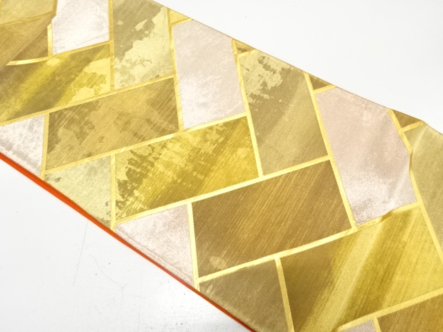 JAPANESE KIMONO / ANTIQUE FUKURO OBI / SILK / WOVEN HIGAKI PATTERN