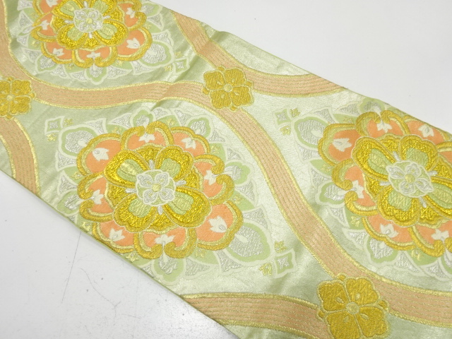 JAPANESE KIMONO / ANTIQUE FUKURO OBI / SILK / WOVEN FLOWER CREST