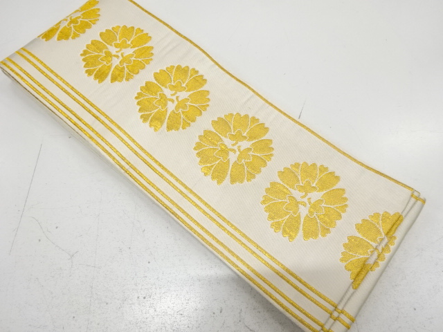 縞に桜模様織り出し　踊り用半幅帯