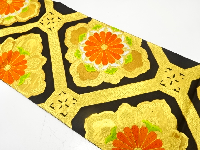 アンティーク　花蜀江模様織り出し袋帯（着用可）