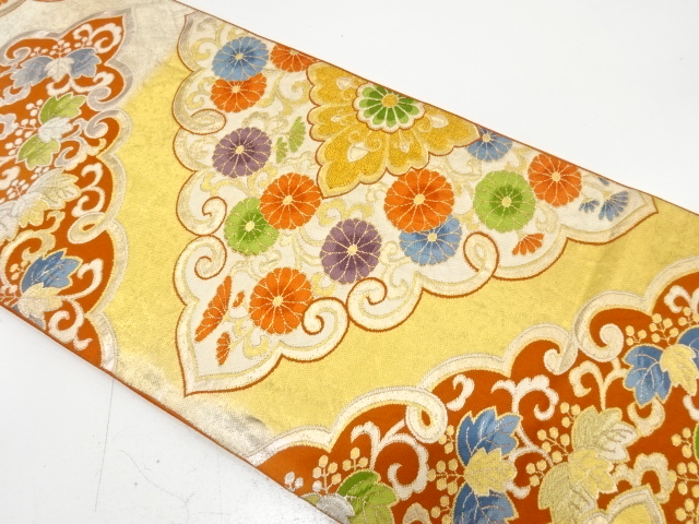 アンティーク　華紋に菊・桐唐草模様織り出し袋帯（材料）