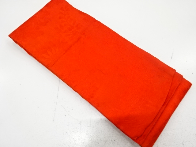 アンティーク　綸子　菊に藤・牡丹模様織り出し半幅帯（材料）