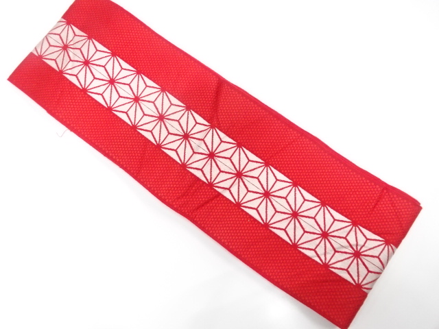 麻の葉模様織り出し　半幅帯