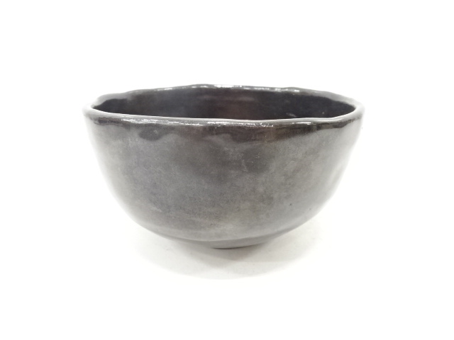 JAPANESE TEA CEREMONY / TEA BOWL CHAWAN / BLACK GLAZE / ARTISAN WORK