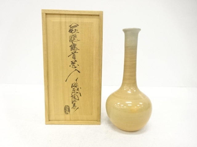 JAPANESE TEA CEREMONY / HAGI WARE HANAIRE FLOWER VASE / ARTISAN WORK