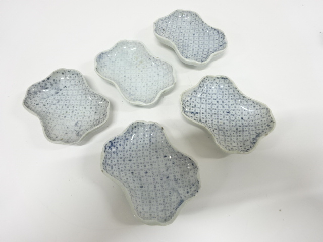 古伊万里　染付　こんにゃく印判　豆皿　5客