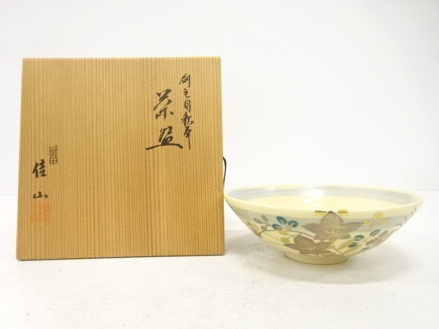 JAPANESE TEA CEREMONY / AWATA WARE TEA BOWL CHAWAN / BRUSH-MARKED / ARTISAN WORK